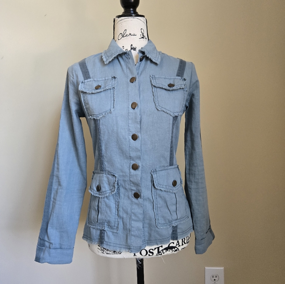 Wearables XCVI Linen Blend Shirt Womens XS Lightweight Utility